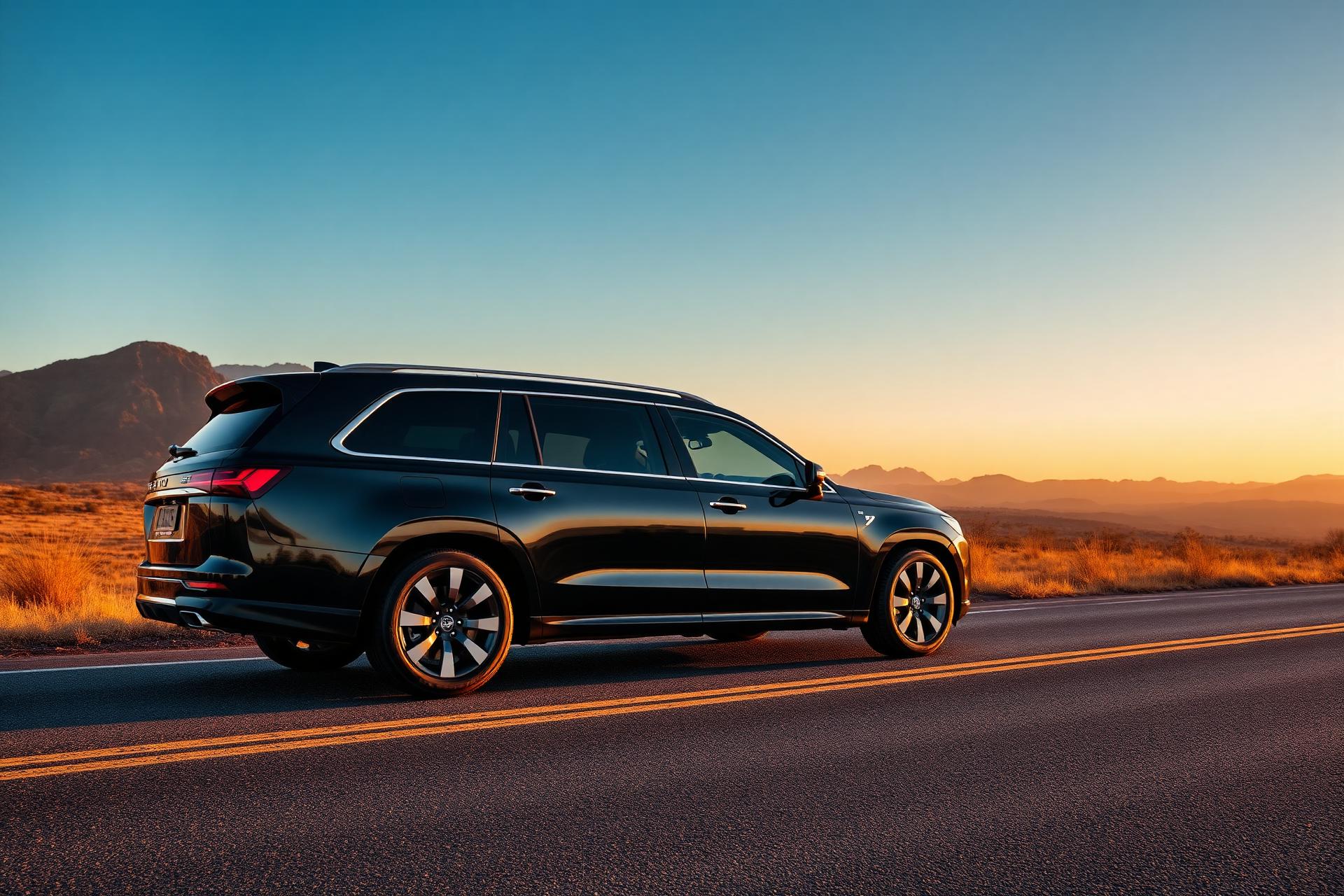 Executive vehicle at golden hour